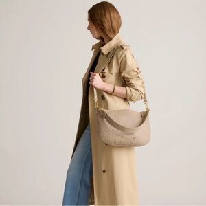 Italian Leather Convertible Crescent Handwoven Shoulder Bag and Crossbody